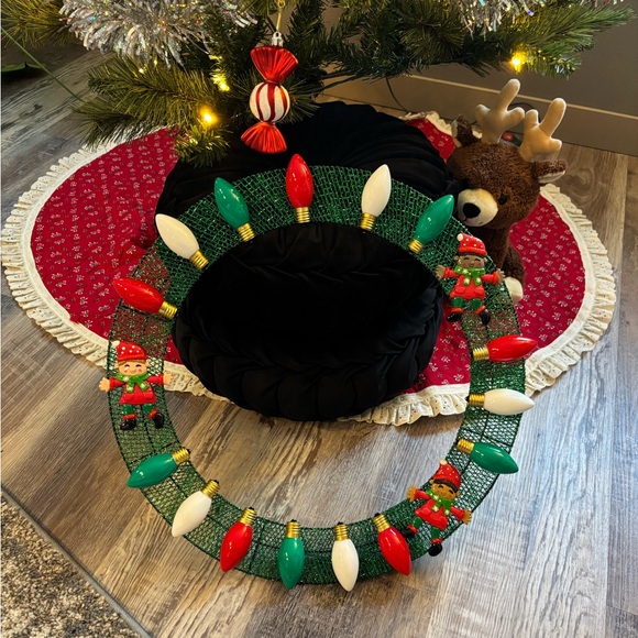 Christmas holiday wreath black white brown kids red green handmade homemade 18” - Picture 2 of 7